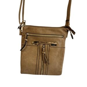 Crossbody Bag Purse with Gold Accent Zippers‎ Travel Shoulder Handbag